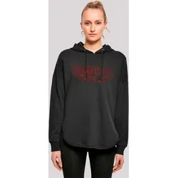 Kapuzenpullover F4NT4STIC "Stranger Things Glow Logo Netflix TV Series", Damen, Gr. M, schwarz, Obermaterial: 100% Baumwolle, casual, oversize, Langarm, Pullover, Premium Qualität
