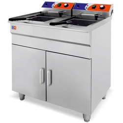 Elektrische Fritteuse 14+14 Liter MIT MÖBEL 740x550 x910h mm PEKIN EF-162VC