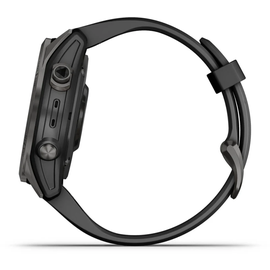 Garmin fenix 7S Sapphire Solar schiefergraues DLC-Titan Kunststoffarmband schwarz