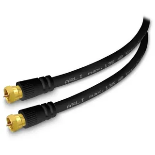 ARLI schwarz TV-Kabel, F-Stecker, F Stecker (500 cm), 5m Anschlusskabel HD Satkabel vergoldet 135 dB Sat Kabel Digital schwarz