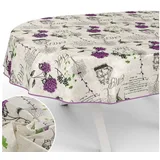 ANRO Tischdecke mit Blumen Botanik aus Stoff Tischwäsche mit Beschichtung Tischtuch (Einzelstück 1-tlg), auch als Gartentischdecke - mit Schutzschicht beige Oval | 140 cm x 260 cm x 0.3 mm