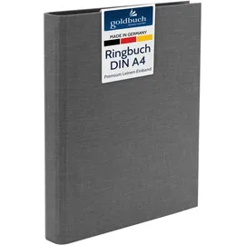 Goldbuch 37725 Foto Ringbuch, Bella Vista, Foto Album 27,5 x 32 x 4,5 cm, Fotobuch Ordner aus Leinen, Fotoordner zum Selbstgestalten und Befüllen, Format DIN A4, ideal für Reise & Urlaub, grau