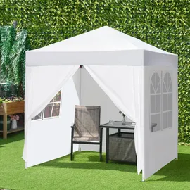Outsunny Faltpavillon 2 x 2 m inkl. 4 Seitenteile Weiß/Schwarz