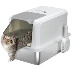 PawHut Katzentoilette Edelstahl, Kunststoff