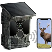 VOOPEAK Wildkamera Solar 4K 30fps 46MP, Wildkamera WLAN Bluetooth mit Bewegungsmelder Nachtsicht, Wildtierkamera 120° Erfassungs Winkel IP66 Wasserdicht für Wildtier Überwachung