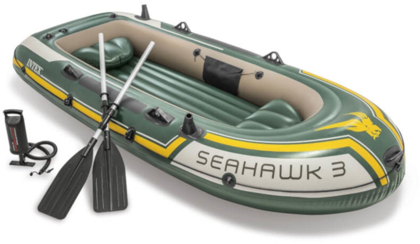 Intex Schlauchboot Seahawk 3 Set inkl. Paddel + Pumpe, bis 360kg, 295x137x43cm