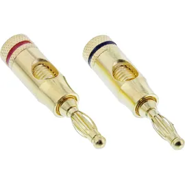InLine 99112X2er Set Bananen Stecker, Schraubversion, Metall, vergoldet, 1x rot, 1x schwarz