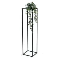 DanDiBo Blumenhocker Metall Schwarz Eckig 100 cm Blumenständer Beistelltisch 96351 Blumensäule Modern Pflanzenständer Pflanzenhocker