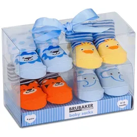 Brubaker 4 Paar Babysocken Jungen 0-12 Monate - Tiere - 0-12 Monate