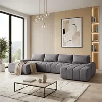 BEAUTYSOFA | Ecksofa Costa U - Ecksofa mit Schlaffunktion & Bettkasten – Stoff Vogue in Dunkelgrau - Dunkelgrau