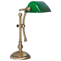 Licht-Erlebnisse Schreibtischlampe LAMPADE MINISTERO, ohne Leuchtmittel, Tischlampe Messing Bronze Grün Jugendstil Lampe bunt|grün