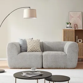 [en.casa] Modular Sofa Bouclé 2-Sitzer Grau