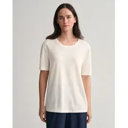 Gant für Damen. 4203486 Weißes Leinen-T-Shirt (L), Lässig, Kurzarm