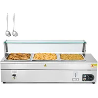 Wilprep Bain Marie 30L Warmhaltebehälter Grillgut Gastro Speisewärmer Elektrisch, Chafing Dish Buffetwärmer Wärmebehälter Essen mit 3 X 1/2 GN-Behälter mit Ablaufhahn & Deckel 1500W 30-85°C Edelstahl