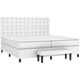 vidaXL Boxspringbett mit Matratze Weiß 200x200 cm Kunstleder