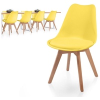 MIADOMODO Esszimmerstuhl Esszimmerstühle 2/4/6/8er Set - aus Kunststoff & Massivholz, Farbwahl (8 St) gelb