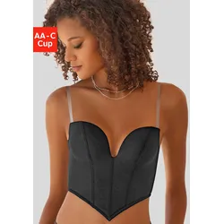 Corsage VIVANCE, Damen, Gr. 70, Cup C, schwarz, Obermaterial: 60% Polyamid, 35% Polyester, 5% Elasthan, sexy, figurbetont, Corsagen, mit Push-up-Kissen und austauschbaren Trägern, sexy Dessous