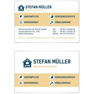100 x Visitenkarten individuell Business Karten 300g/qm 85 x 55 mm - Hausmeister
