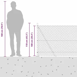 vidaXL Zaunpfosten Grün 10 m (40 x 40 mm Maschen) Stahl und PVC