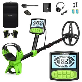 Flysocks Metalldetektor Profi Set, Metal Detector Wasserdicht IP68 mit präzisem Pinpointer, 25cm Detektionstiefe, 5 Modi (45-126cm), Gold Detektor Geeignet für Erwachsene und Kinder