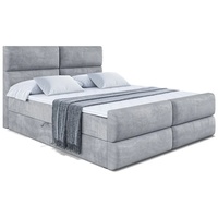 ALTDECOR Boxspringbett mit Kopfteil, Bettkasten und Fußteil, Polsterbett BOXI3-Z - Hart (H4) Matratze - 180x200 - Grau Samt