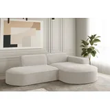 Fun Möbel Ecksofa Designersofa PALMA XS in Stoff Ascot Beige Ottomane Rechts - Schwarz