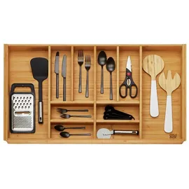 SOTech Orga-Box 3 Besteckeinsatz für 90er Schublade 473 x 797 x 56 mm mit 10 Fächern Holz
