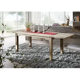 Massivmoebel24 Esstisch mit Ansteckplatten Sheesham 160-200/240x90x76 grau geölt LEEDS #53