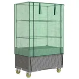 vidaXL Hochbeet mit Aufsatz und Rollen Rattan-Optik 80x50x182 cm