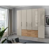 Wiemann Kleiderschrank »Metz«, hochwertige Glasfront inkl. Schubkästen im Holzfarbton, beige