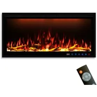 GARLIVO Elektrokamin Smart Wall Elektrokamin Einbau/ Wandkamin LED, Elektrischer Kamin mit Fernbedienung, Timer, 3D Flammenspiel, LED Feuer 92 cm