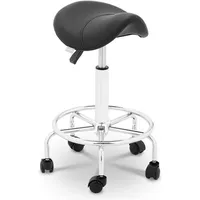 Physa - Sattelhocker Rollhocker Mit Lehne Drehhocker Arbeitshocker Verstellbar Schwarz