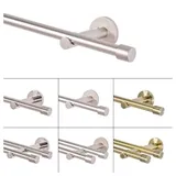 MDEKOR Gardinenstange 160 cm lang 1 läufig Gardinenstangenset aus Metall Silber Matt Gardinenstangen Wandbefestigung