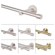 MDEKOR Gardinenstange 160 cm lang 1 läufig Gardinenstangenset aus Metall Silber Matt Gardinenstangen Wandbefestigung