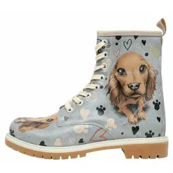 Schnürboots DOGO "Boots Damen Boots Damen Boots / Female", Damen, Gr. 39, Normalschaft, blau (blau, braun), Lederimitat, Schuhe, Vegan