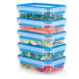 Emsa Clip & Close rechteckig blau 0,8 l 5-teiliges Set