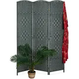 Relaxdays Paravent, 3-teilig, Faltbarer Raumtrenner, HxB 170x120 cm, für innen, Trennwand, Holz, Papierseil, grau