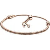 Pandora Moments Schiebeverschluss Schlangen-Gliederarmband aus 14 Karat rosévergoldeterr Metalllegierung, Moments Collection, Größe: 28, 589652C01-2