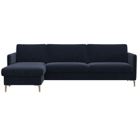 FLEXLUX Ecksofa »Fiore, super Sitzkomfort durch Kaltschaum im Sitz, L-Form«, schmale Armlehnen, Füße Alu+ Eiche blau