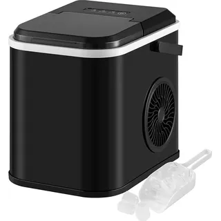 Woltu Eiswürfelmaschine, Eiswürfelbereiter, 10-12 kg pro 24 Std, 8 Eiswürfel pro 9 Min., tragbar, mit Selbstreinigungsfunktion, mit 1 L Wassertan... - Schwarz