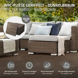 ECD Germany WPC Terrassenfliesen 30 x 30 cm dunkelbraun