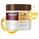 Karseell Kollagen Haarmaske 100ml, Maca Essenz Arganöl Haarpflege, Tiefenreparatur Kollagen Haarmaske für Sehr Trockenes Haar, Geschädigtes Haar, Alle Haartypen