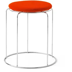 &Tradition - Wire Hocker mit Sitzauflage VP11, Edelstahl / rotorange (Kvadrat Hallingdal 600)