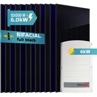 sunniva Balkonkraftwerk Fullblack Bifacial 6000 W inkl. SolarEdge SE6K Wechselrichter