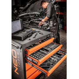Neo Tools Werkstattwagen Stahl 6 Schubladen Schwarz/Orange bestückt