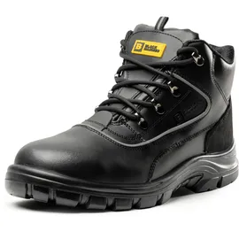 Black Hammer Sicherheitsstiefel Herren S3 SRC Stahlkappe Arbeitsschuhe Knöchelhoch Leder Sicherheitsschuhe Schwarz Leicht 7752 (47 EU)