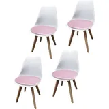 Hti-Living HTI-Living, Stühle, Esszimmerstuhl 4er Set Weiss mit Kunstledersitz Atlanta Rosa mit Ornament