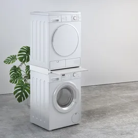 Maclean Brackets Universeller Verbindungsrahmen mit Ausziehplatte für 60x53 cm Waschmaschinen oder Trockner bis 60kg, Weiß