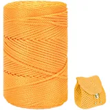 ZHANGXIAOMIN Polyester Garn 3mm X 225m,Makramee Garn 3mm,Makramee Band,Polypropylene Yarn,Geflochten Makramee Schnur Farbig,garn Zum Häkeln Für Stricken,Dekoration DIY Handwerk (Gold)