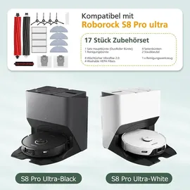 isinlive 17 Stück Zubehör für Roborock S8 Pro Ultra Staubsauger -2*Hauptbürste (DuoRoller Bürste),1*Reinigungsbürste, 4*Wischtücher VibraRise 2.0,4*W...